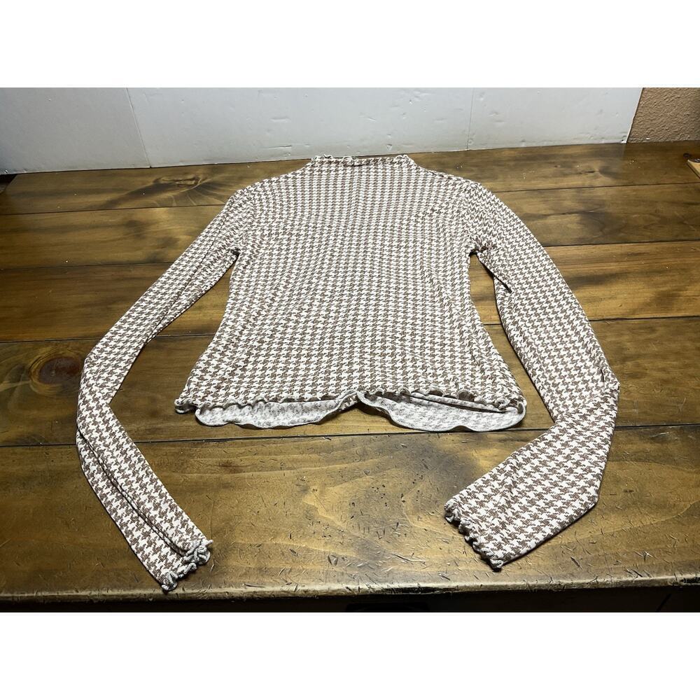 Free People Little Crush Top Long-Sleeve Mock Neck Knit Top Beige Size Large - Picture 9 of 10